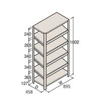 アズワン 軽量棚 ERR傾斜型 H1800×W900×D450 有効棚 5段 67-5245-15 1個（直送品）