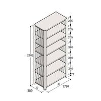 アズワン 軽量棚 ERR金網型 H2100×W1800×D300 有効棚 6段 67-5244-71 1個（直送品）