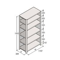 アズワン 軽量棚 ERR金網型 H1800×W1200×D300 有効棚 5段 67-5244-05 1個（直送品）