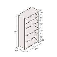 アズワン 軽量棚 ERR密閉型 H1800×W900×D450 有効棚 5段 67-5246-59 1個（直送品）