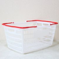 大和産業 買い物かご SLー20 ナチュラル把手レッド 10個セット SL-20-NRRE-10P 1セット(10個) 538-1912（直送品）