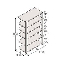 アズワン 軽量棚 ERR開放型 H1500×W1500×D300 有効棚 5段 67-5241-65 1個（直送品）