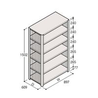 アズワン 軽量棚 ERR金網型 H1500×W900×D600 有効棚 5段 67-5243-67 1個（直送品）