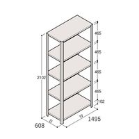 アズワン 軽量棚 ERR開放型 H2100×W1500×D600 有効棚 4段 67-5242-40 1個（直送品）
