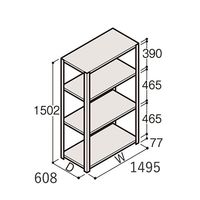 アズワン 軽量棚 ERR開放型 H1500×W1500×D600 有効棚 3段 67-5241-43 1個（直送品）