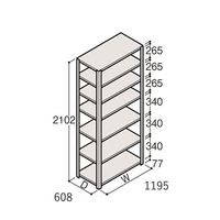 アズワン 軽量棚 ERR開放型 H2100×W1200×D600 有効棚 6段 67-5242-61 1個（直送品）
