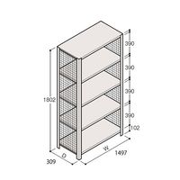 アズワン 軽量棚 ERR金網型 H1800×W1500×D300 有効棚 4段 67-5243-95 1個（直送品）