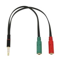 アイネックス 4極ミニプラグ ー ヘッドフォン+マイクジャック分岐ケーブル 20cm AVC-08A 1個 67-9218-11（直送品）