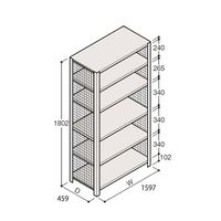 アズワン 軽量棚 ERR金網型 H1800×W1500×D450 有効棚 5段 67-5244-09 1個（直送品）