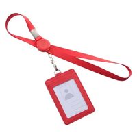 Trimate リール式平紐ネックストラップ 名刺・IDカードホルダー付き 縦型 レッド TR-STP024-RD 1個（直送品）