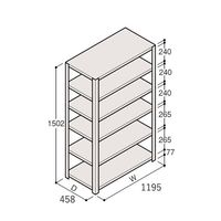 アズワン 軽量棚 ERR開放型 H1500×W1200×D450 有効棚 5段 67-5241-63 1個（直送品）