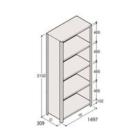 アズワン 軽量棚 ERR密閉型 H2100×W1500×D300 有効棚 4段 67-5247-01 1個（直送品）