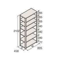 アズワン 軽量棚 ERR開放型 H2100×W900×D450 有効棚 6段 67-5242-57 1個（直送品）