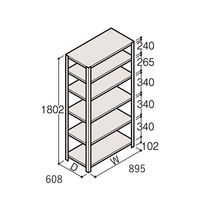 アズワン 軽量棚 ERR開放型 H1800×W900×D600 有効棚 5段 67-5241-97 1個（直送品）