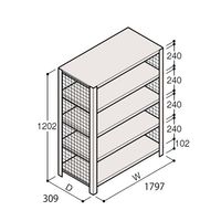アズワン 軽量棚 ERR金網型 H1200×W1800×D300 有効棚 4段 67-5243-38 1個（直送品）