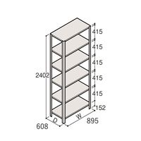 アズワン 軽量棚 ERR開放型 H2400×W900×D600 有効棚 5段 67-5242-94 1個（直送品）