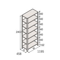アズワン 軽量棚 ERR開放型 H2400×W1200×D450 有効棚 6段 67-5243-09 1個（直送品）