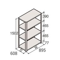 アズワン 軽量棚 ERR開放型 H1500×W900×D600 有効棚 3段 67-5241-37 1個（直送品）