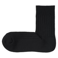 【メンズ】無印良品 紳士 足なり直角 リブ編み 厚手ショート丈靴下 25～27cm 黒 良品計画
