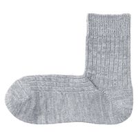 【メンズ】無印良品 紳士 足なり直角 リブ編み 厚手ショート丈靴下 25～27cm ライトシルバーグレー 良品計画