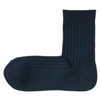 【メンズ】無印良品 紳士 足なり直角 リブ編み 厚手ショート丈靴下 25～27cm ネイビー 良品計画