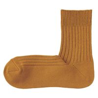 【メンズ】無印良品 紳士 足なり直角 リブ編み 厚手ショート丈靴下 25～27cm ダークマスタード 良品計画