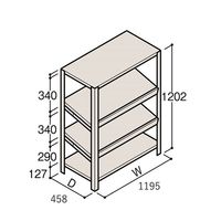 アズワン 軽量棚 ERR傾斜型 H1200×W1200×D450 有効棚 3段 67-5244-76 1個（直送品）