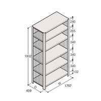 アズワン 軽量棚 ERR金網型 H1800×W1800×D450 有効棚 5段 67-5244-12 1個（直送品）
