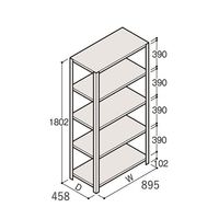 アズワン 軽量棚 ERR開放型 H1800×W900×D450 有効棚 4段 67-5241-84 1個（直送品）
