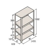 アズワン 軽量棚 ERR傾斜型 H1500×W1500×D600 有効棚 3段 67-5244-87 1個（直送品）