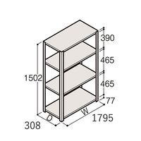 アズワン 軽量棚 ERR開放型 H1500×W1800×D300 有効棚 3段 67-5241-44 1個（直送品）