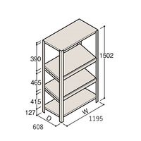 アズワン 軽量棚 ERR傾斜型 H1500×W1200×D600 有効棚 3段 67-5244-85 1個（直送品）