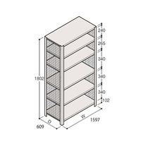 アズワン 軽量棚 ERR金網型 H1800×W1500×D600 有効棚 5段 67-5244-10 1個（直送品）