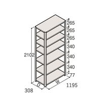 アズワン 軽量棚 ERR開放型 H2100×W1200×D300 有効棚 6段 67-5242-59 1個（直送品）