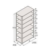 アズワン 軽量棚 ERR開放型 H1800×W1500×D450 有効棚 6段 67-5242-15 1個（直送品）