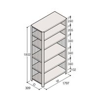アズワン 軽量棚 ERR金網型 H1800×W1800×D300 有効棚 5段 67-5244-11 1個（直送品）