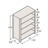 アズワン 軽量棚 ERR密閉型 H1200×W1200×D300 有効棚 4段 67-5245-88 1個（直送品）