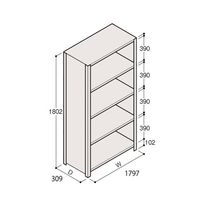アズワン 軽量棚 ERR密閉型 H1800×W1800×D300 有効棚 4段 67-5246-55 1個（直送品）