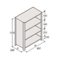 アズワン 軽量棚 ERR密閉型 H1200×W900×D600 有効棚 3段 67-5245-75 1個（直送品）