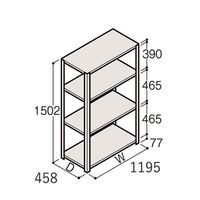アズワン 軽量棚 ERR開放型 H1500×W1200×D450 有効棚 3段 67-5241-39 1個（直送品）