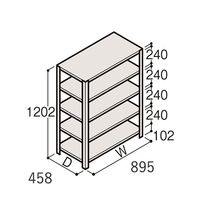 アズワン 軽量棚 ERR開放型 H1200×W900×D450 有効棚 4段 67-5241-24 1個（直送品）