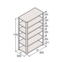 アズワン 軽量棚 ERR開放型 H1500×W900×D300 有効棚 5段 67-5241-59 1個（直送品）