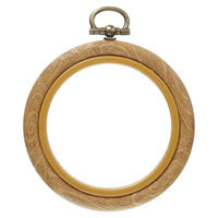 日本紐釦貿易 木製風プチフレーム 丸ミニ 外径φ75mm ブラウン JP1 JSP1 1個