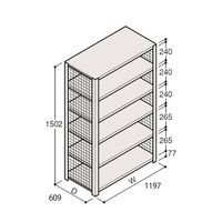 アズワン 軽量棚 ERR金網型 H1500×W1200×D600 有効棚 5段 67-5243-70 1個（直送品）