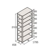 アズワン 軽量棚 ERR開放型 H2100×W1800×D450 有効棚 6段 67-5242-66 1個（直送品）