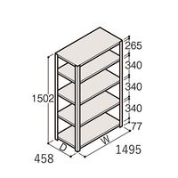 アズワン 軽量棚 ERR開放型 H1500×W1500×D450 有効棚 4段 67-5241-54 1個（直送品）