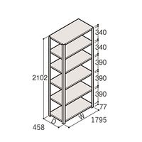 アズワン 軽量棚 ERR開放型 H2100×W1800×D450 有効棚 5段 67-5242-54 1個（直送品）