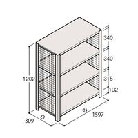 アズワン 軽量棚 ERR金網型 H1200×W1500×D300 有効棚 3段 67-5243-23 1個（直送品）