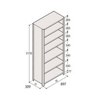 アズワン 軽量棚 ERR密閉型 H2100×W900×D300 有効棚 6段 67-5247-19 1個（直送品）