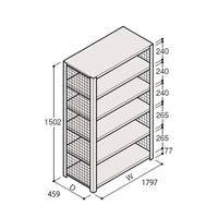 アズワン 軽量棚 ERR金網型 H1500×W1800×D450 有効棚 5段 67-5243-75 1個（直送品）